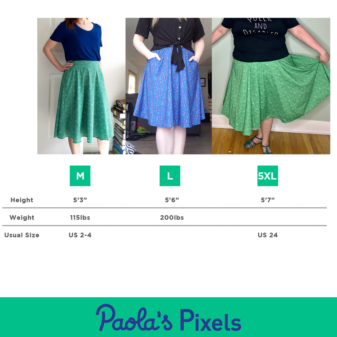 Goblins Midi Skirt - Geeky merchandise for people who play D&D - Merch to wear and cute accessories and stationery Paola's Pixels
