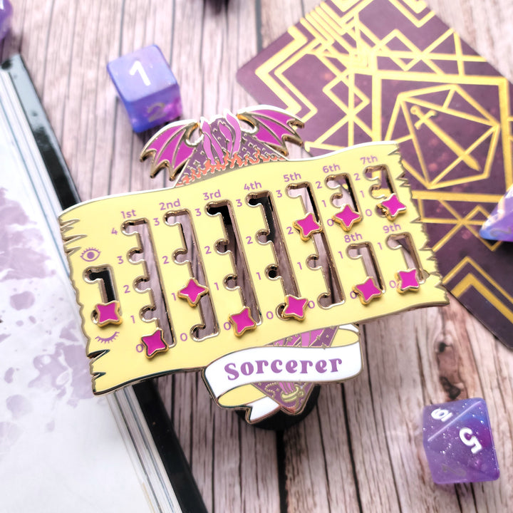 Sorcerer Spell Slot Tracker Enamel Pin - Geeky merchandise for people who play D&D - Merch to wear and cute accessories and stationery Paola's Pixels
