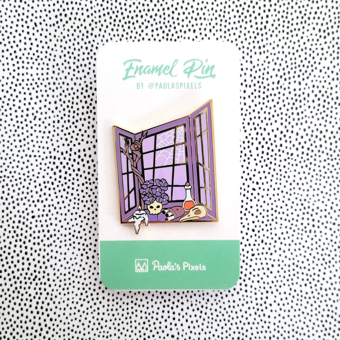 Seconds Sale! The Sorcerer Window Pin - Geeky merchandise for people who play D&D - Merch to wear and cute accessories and stationery Paola's Pixels
