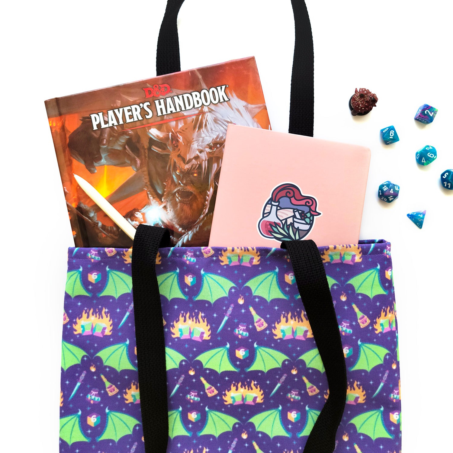 Sorcerer Tote bag - Geeky merchandise for people who play D&D - Merch to wear and cute accessories and stationery Paola's Pixels