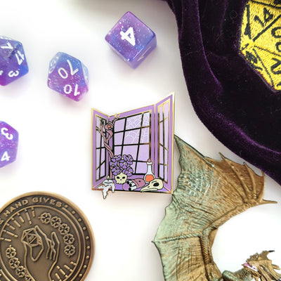 The Sorcerer Window Pin - Geeky merchandise for people who play D&D - Merch to wear and cute accessories and stationery Paola's Pixels
