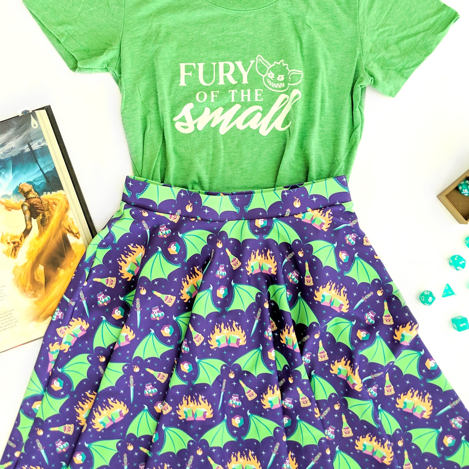 Sorcerer Skater Skirt - Geeky merchandise for people who play D&D - Merch to wear and cute accessories and stationery Paola's Pixels