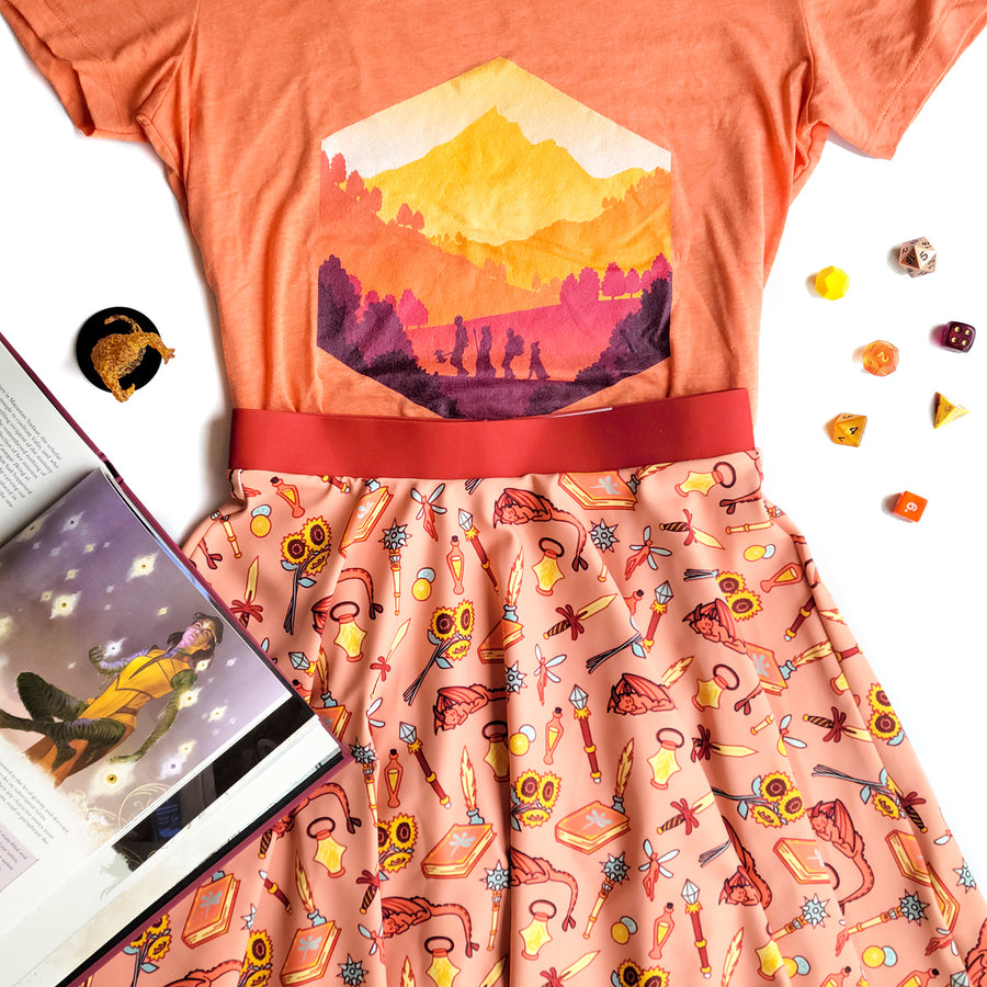 Summer Warlock Skater Skirt - Geeky merchandise for people who play D&D - Merch to wear and cute accessories and stationery Paola's Pixels