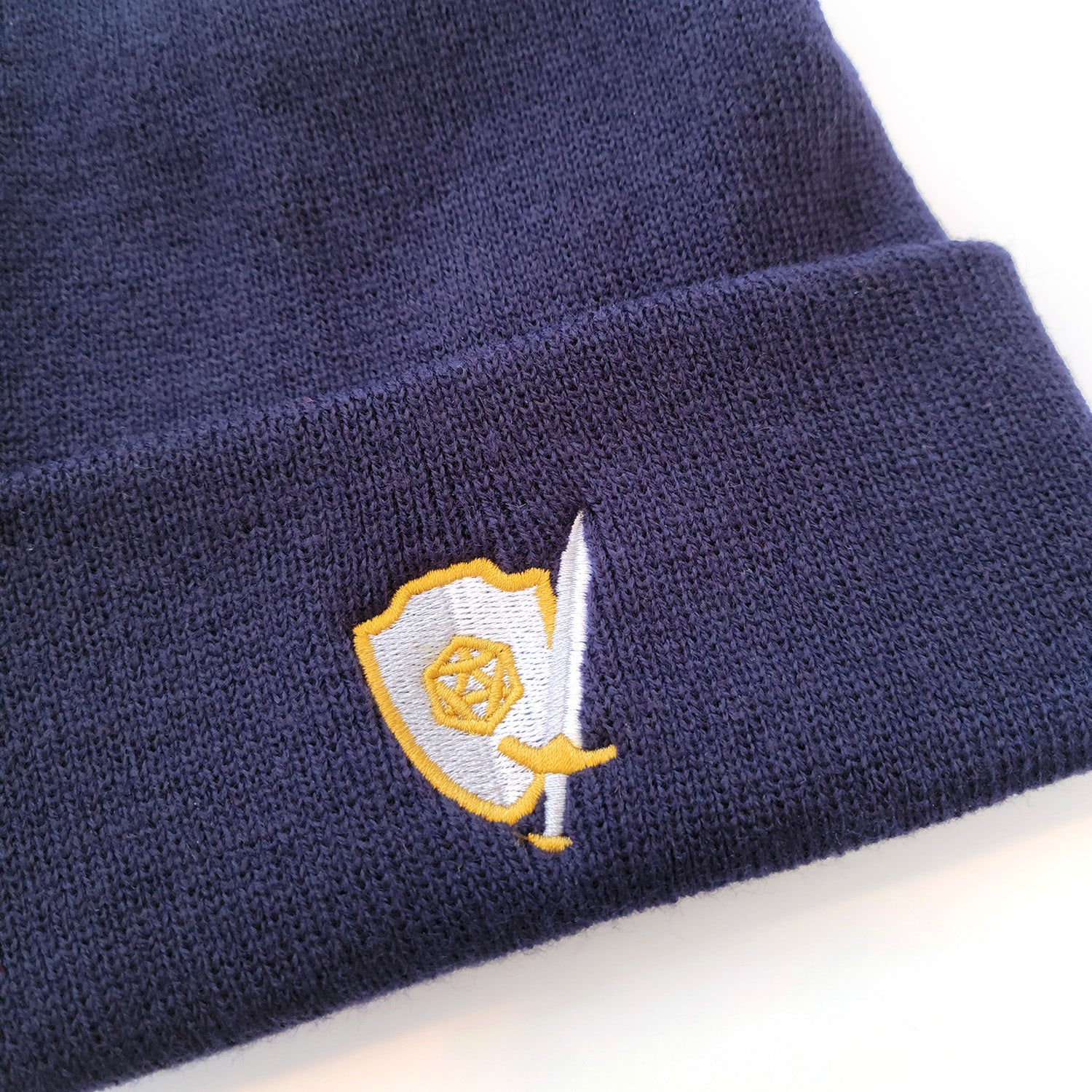 Sword and Shield Beanie - Geeky merchandise for people who play D&D - Merch to wear and cute accessories and stationery Paola's Pixels
