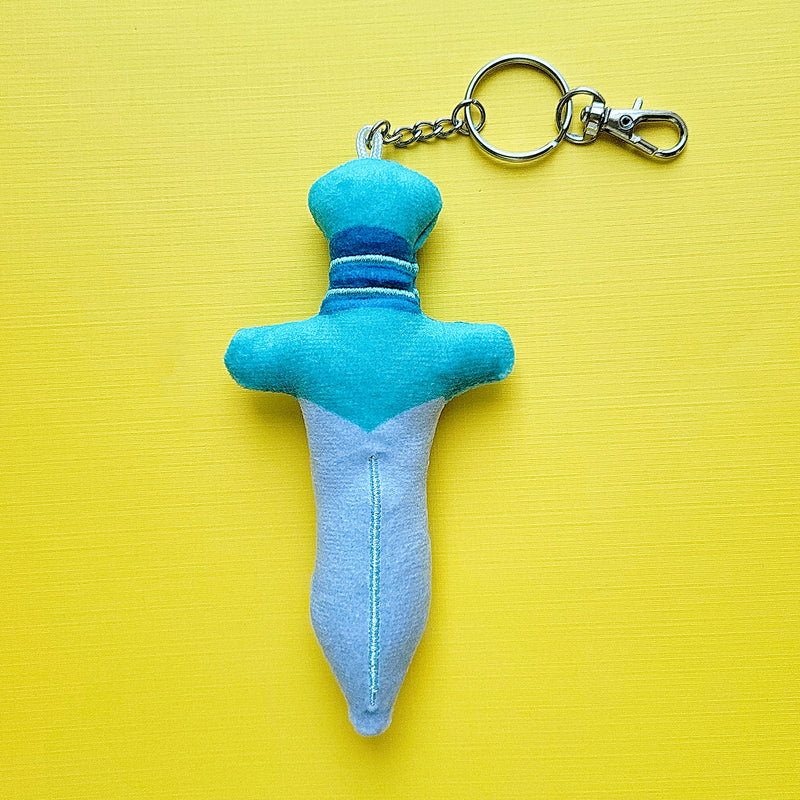 Blue Sword Plush Keychain - Geeky merchandise for people who play D&D - Merch to wear and cute accessories and stationery Paola&