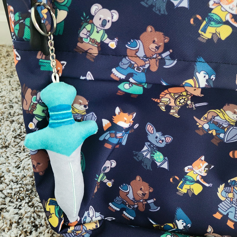 Blue Sword Plush Keychain - Geeky merchandise for people who play D&D - Merch to wear and cute accessories and stationery Paola&