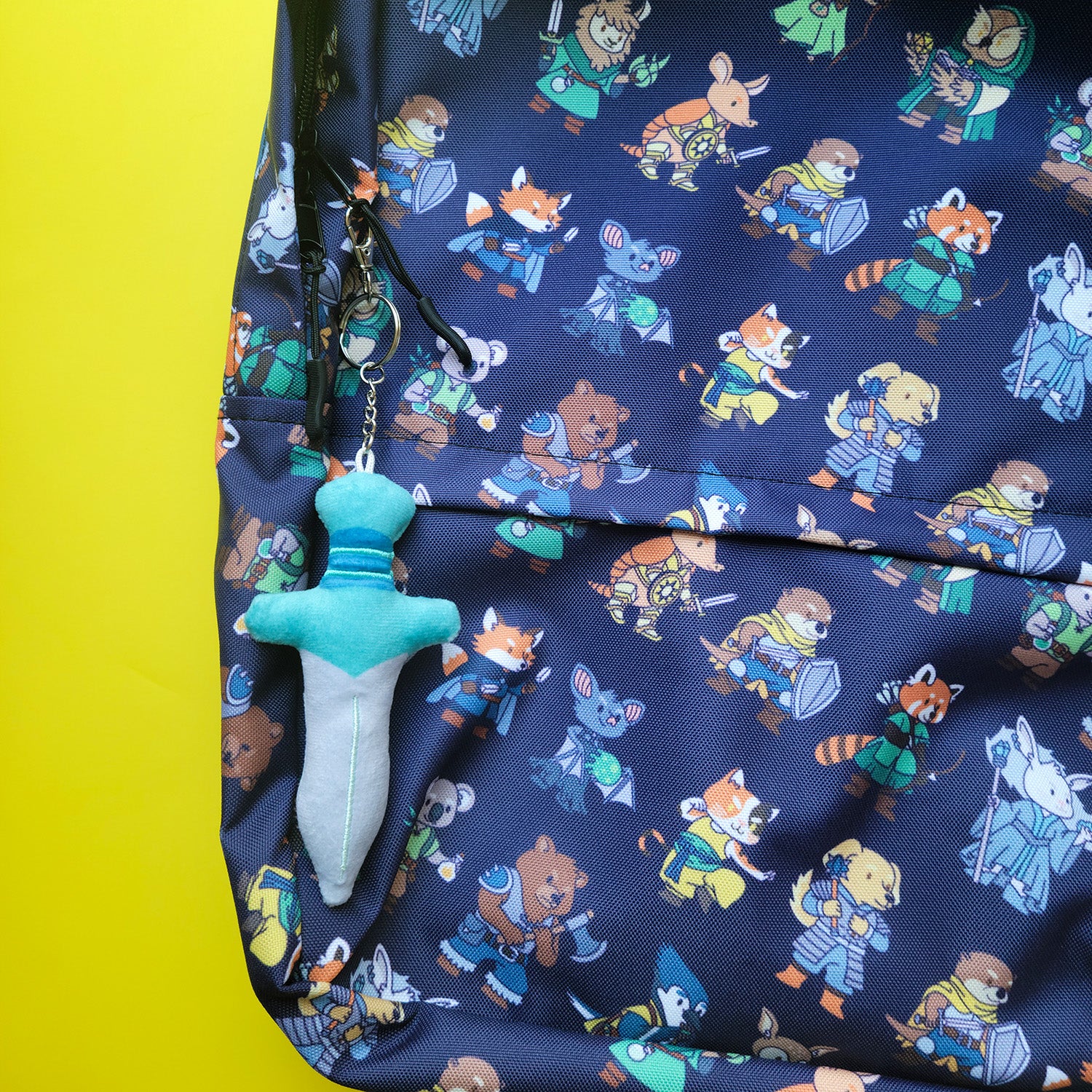 Blue Sword Plush Keychain - Geeky merchandise for people who play D&D - Merch to wear and cute accessories and stationery Paola's Pixels