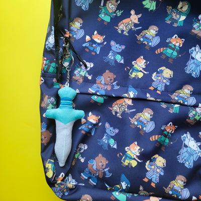 Blue Sword Plush Keychain - Geeky merchandise for people who play D&D - Merch to wear and cute accessories and stationery Paola's Pixels