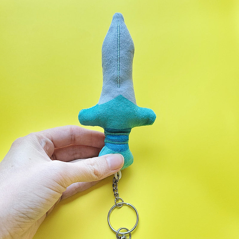 Blue Sword Plush Keychain - Geeky merchandise for people who play D&D - Merch to wear and cute accessories and stationery Paola&