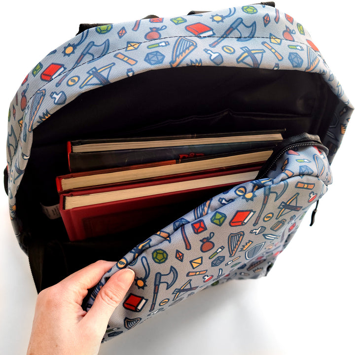 Tabletop Items Backpack - Geeky merchandise for people who play D&D - Merch to wear and cute accessories and stationery Paola's Pixels
