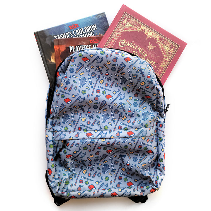 Tabletop Items Backpack - Geeky merchandise for people who play D&D - Merch to wear and cute accessories and stationery Paola's Pixels
