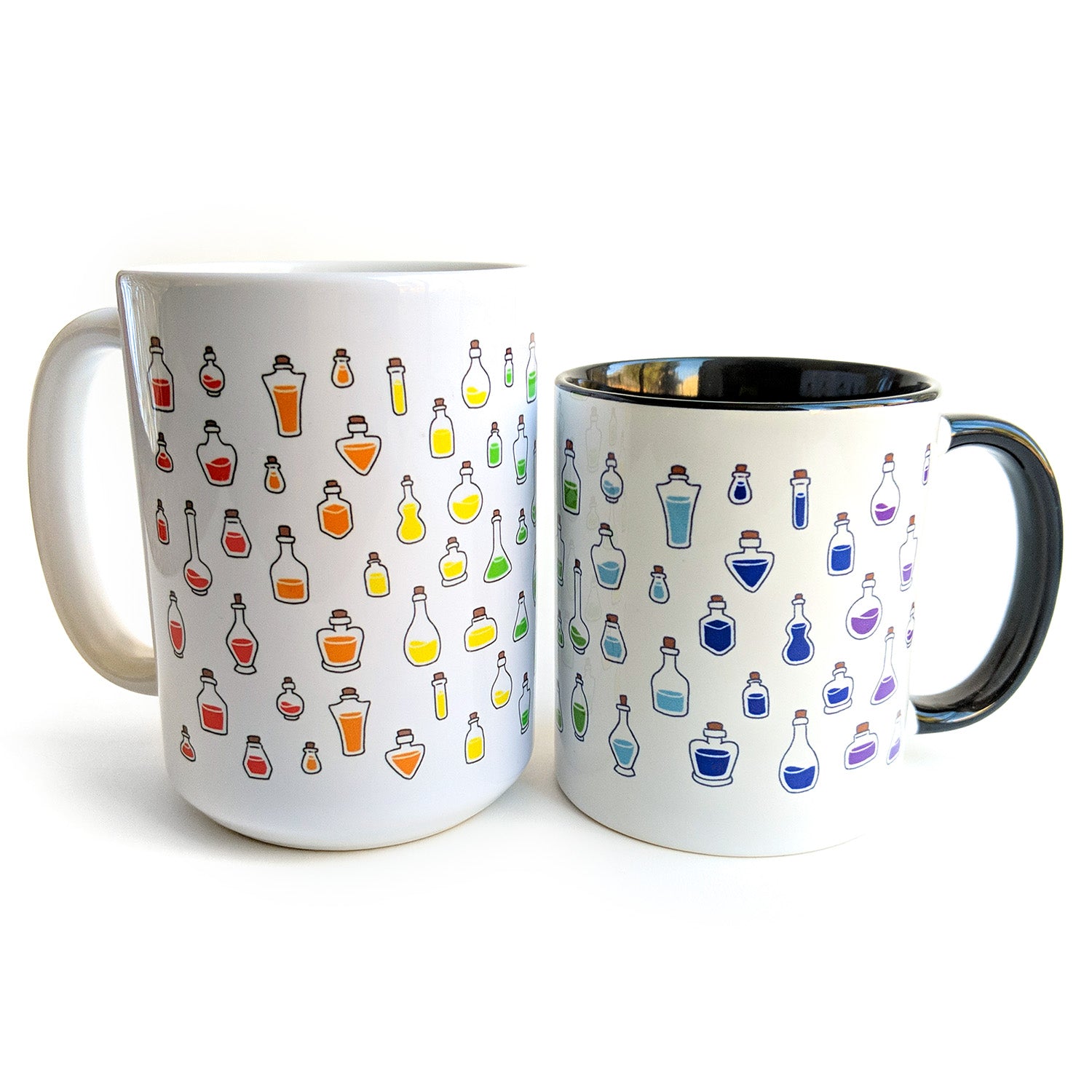 Bigger Rainbow Healing Potions Mug - Geeky merchandise for people who play D&D - Merch to wear and cute accessories and stationery Paola's Pixels