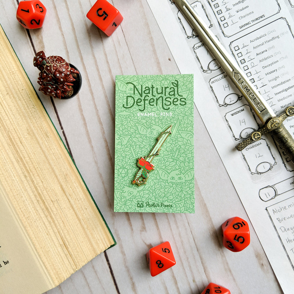 Thornheart Pin - Geeky merchandise for people who play D&D - Merch to wear and cute accessories and stationery Paola's Pixels