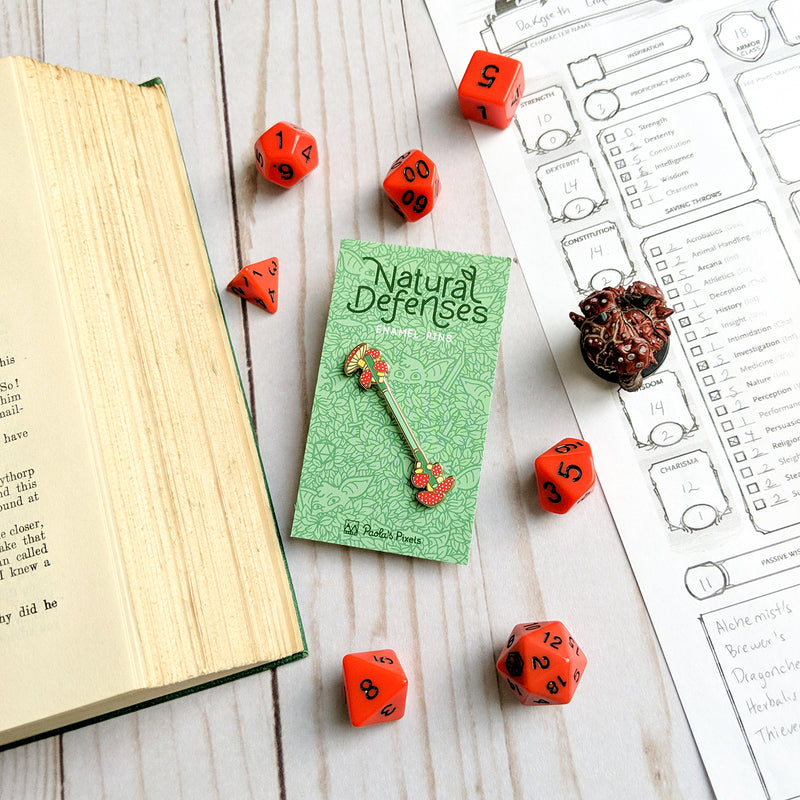 Toadstool Staff Pin - Geeky merchandise for people who play D&D - Merch to wear and cute accessories and stationery Paola&