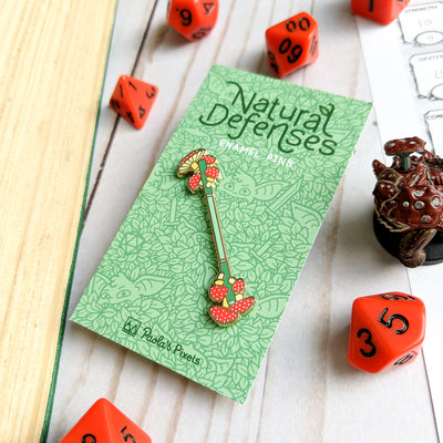 Toadstool Staff Pin - Geeky merchandise for people who play D&D - Merch to wear and cute accessories and stationery Paola's Pixels