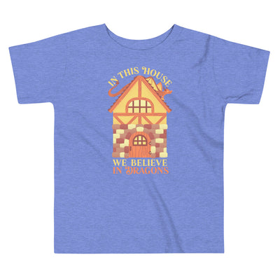In This House We Believe In Dragons Toddler Shirt - Geeky merchandise for people who play D&D - Merch to wear and cute accessories and stationery Paola's Pixels