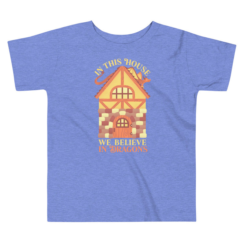 In This House We Believe In Dragons Toddler Shirt - Geeky merchandise for people who play D&D - Merch to wear and cute accessories and stationery Paola&