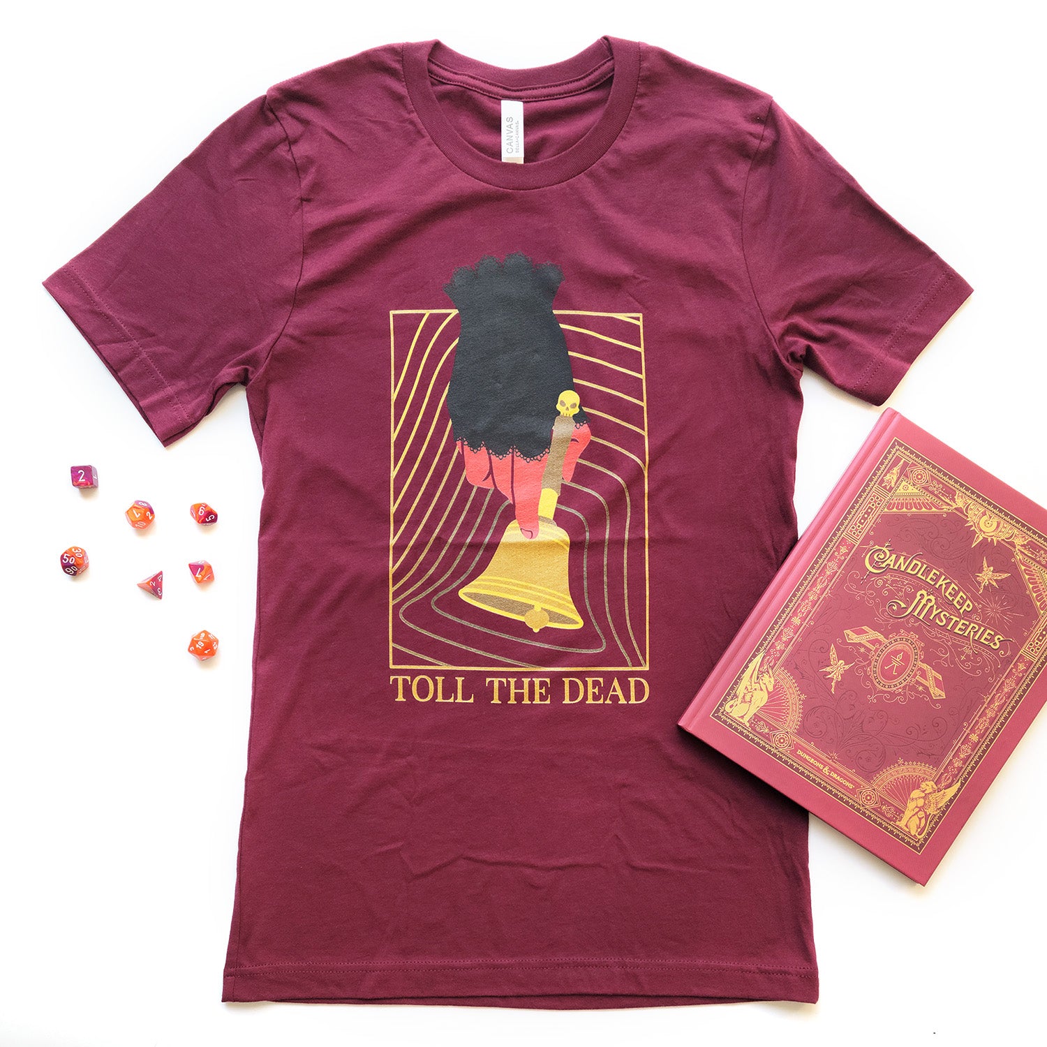 Toll The Dead Shirt - Geeky merchandise for people who play D&D - Merch to wear and cute accessories and stationery Paola's Pixels