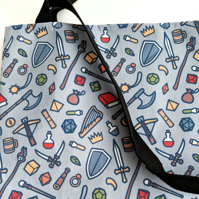 Tabletop Items Tote bag - Geeky merchandise for people who play D&D - Merch to wear and cute accessories and stationery Paola's Pixels