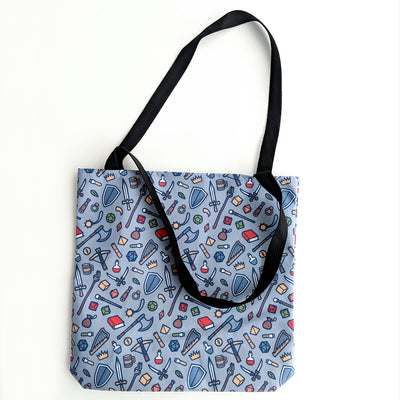Tabletop Items Tote bag - Geeky merchandise for people who play D&D - Merch to wear and cute accessories and stationery Paola's Pixels