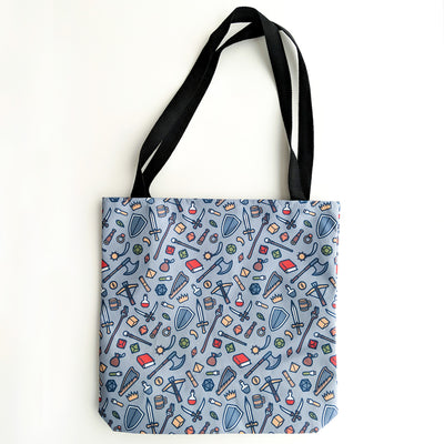 Tabletop Items Tote bag - Geeky merchandise for people who play D&D - Merch to wear and cute accessories and stationery Paola's Pixels