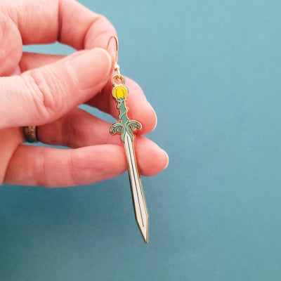 Tulip Sword Earrings - Geeky merchandise for people who play D&D - Merch to wear and cute accessories and stationery Paola's Pixels