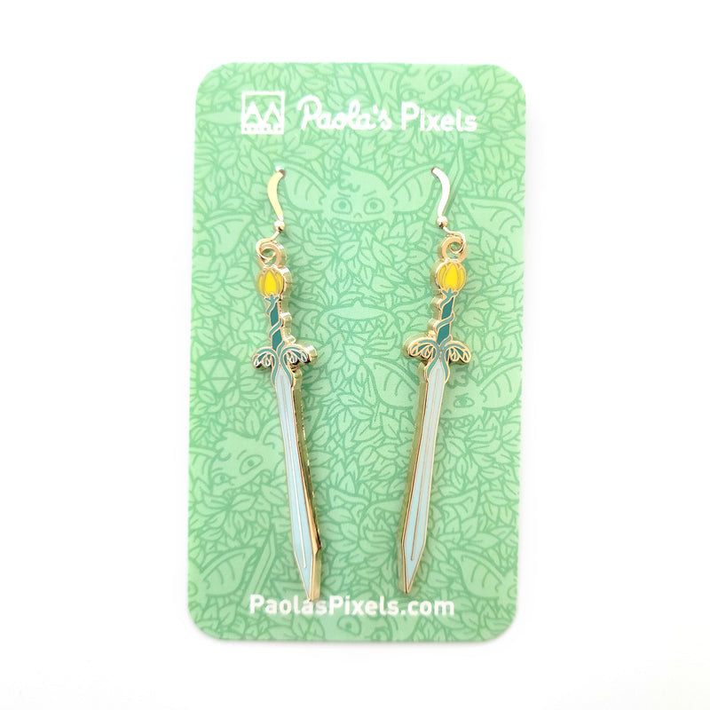 Tulip Sword Earrings - Geeky merchandise for people who play D&D - Merch to wear and cute accessories and stationery Paola&
