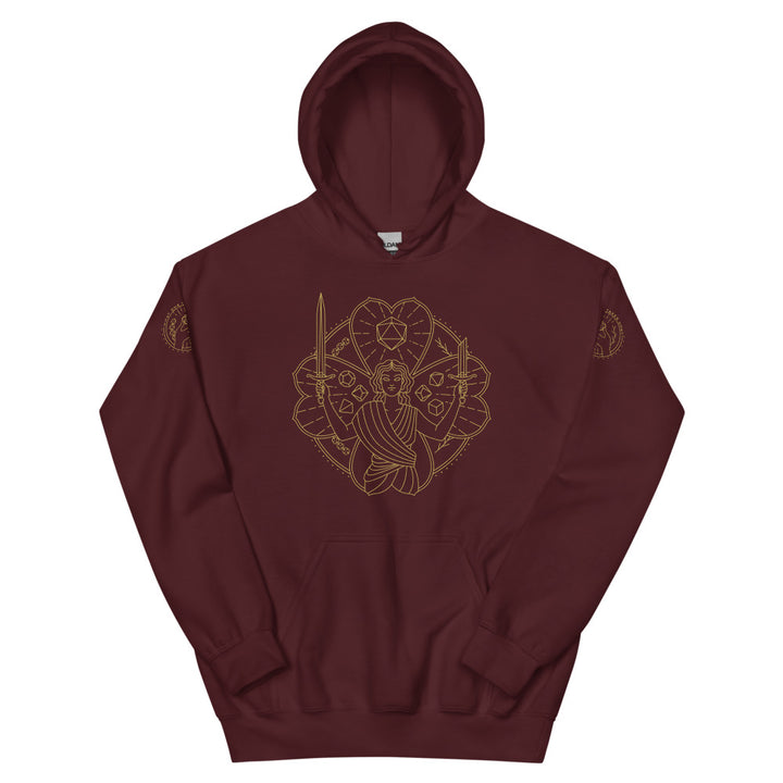 Lucky Pullover Hoodie with Sleeve Prints - Geeky merchandise for people who play D&D - Merch to wear and cute accessories and stationery Paola's Pixels
