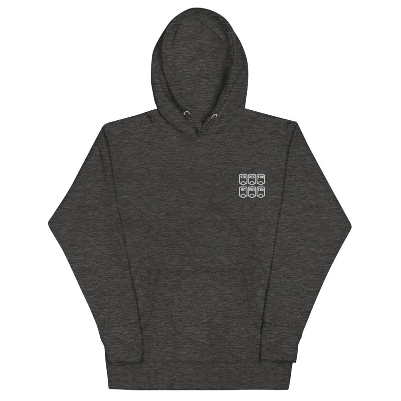 Ability Scores Embroidered Hoodie - Geeky merchandise for people who play D&D - Merch to wear and cute accessories and stationery Paola&