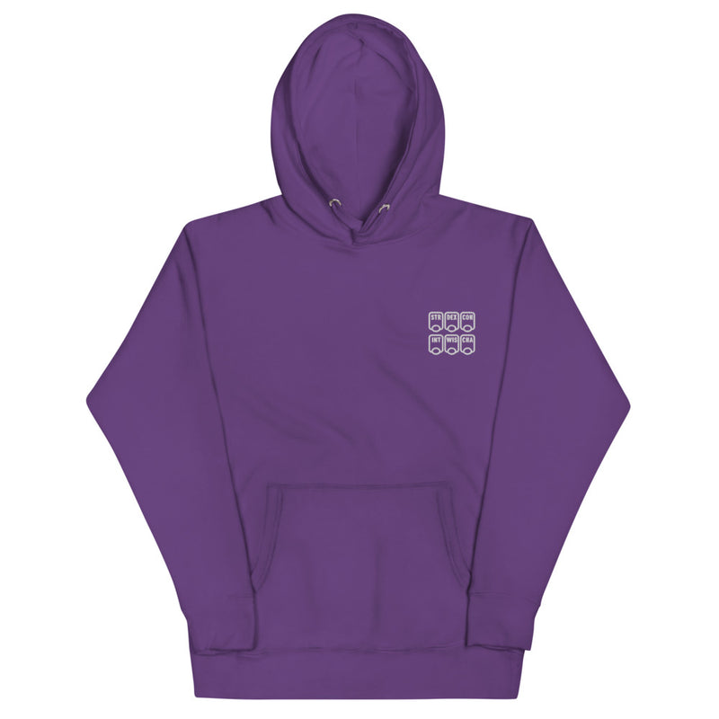 Ability Scores Embroidered Hoodie - Geeky merchandise for people who play D&D - Merch to wear and cute accessories and stationery Paola&