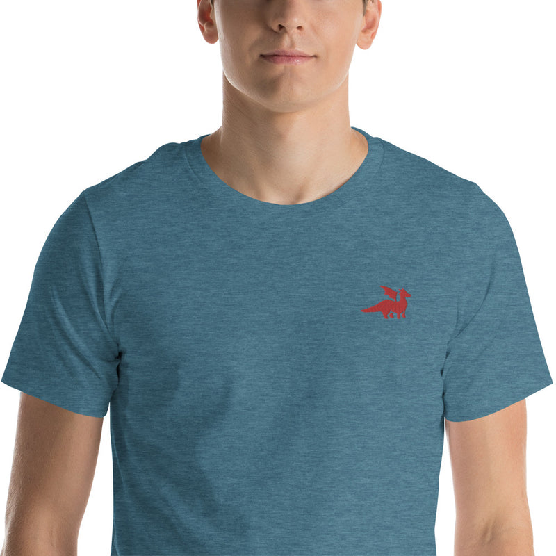 Red Dragon Embroidered Unisex Shirt - Geeky merchandise for people who play D&D - Merch to wear and cute accessories and stationery Paola&