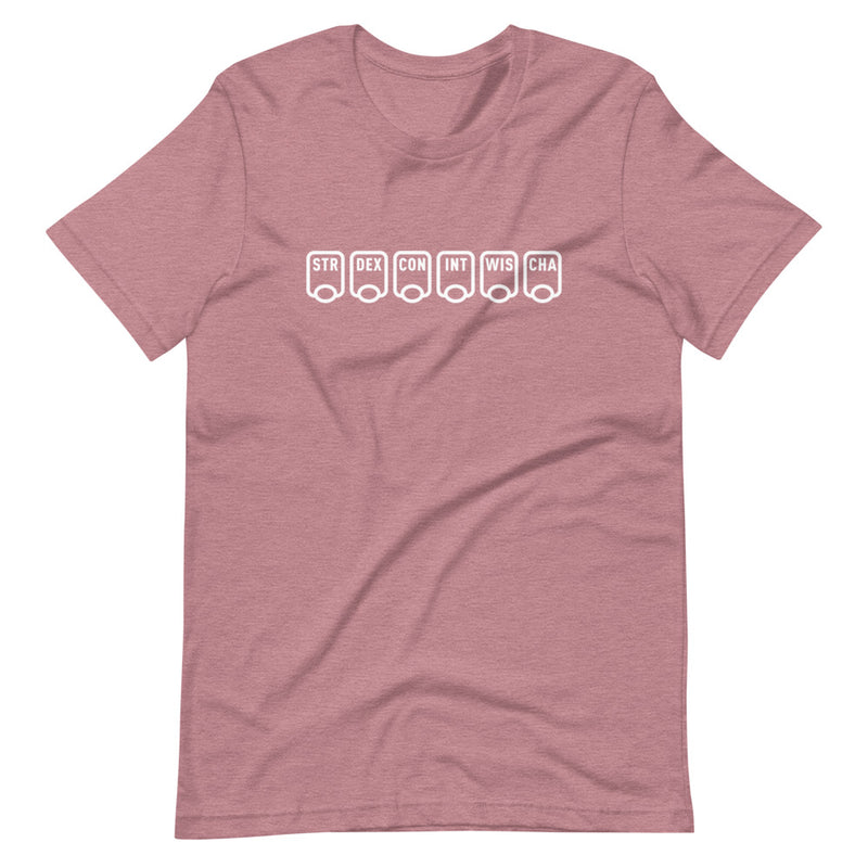 Ability Scores Shirt - Geeky merchandise for people who play D&D - Merch to wear and cute accessories and stationery Paola&