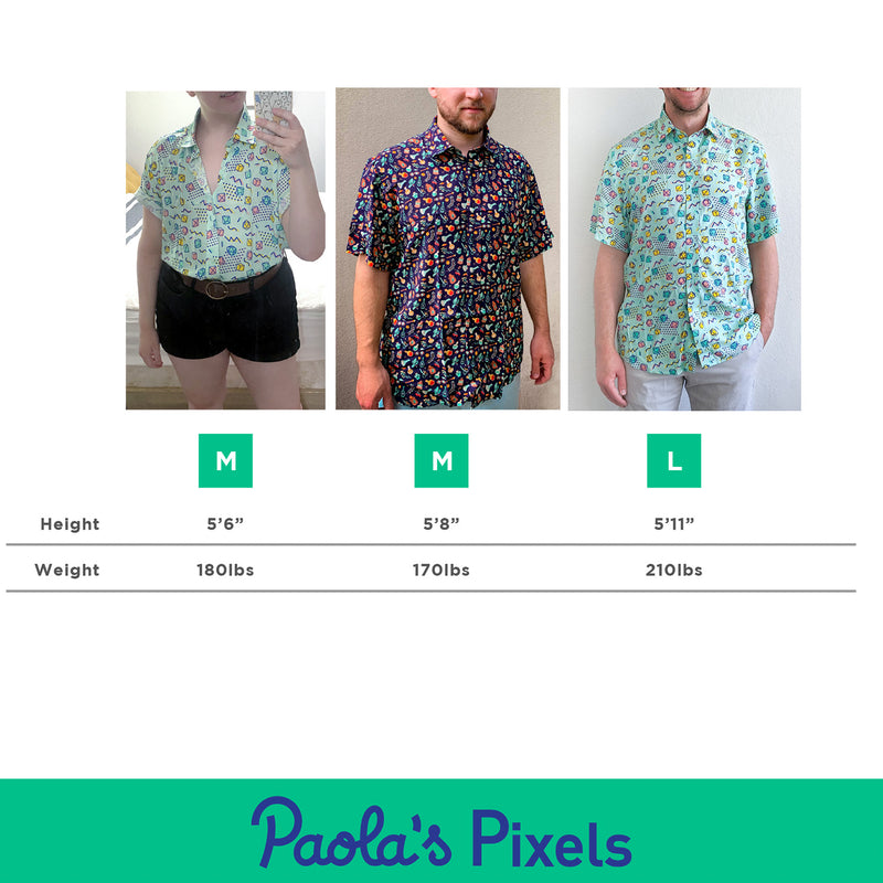 Black 90s Dice Unisex Button Up - Geeky merchandise for people who play D&D - Merch to wear and cute accessories and stationery Paola&
