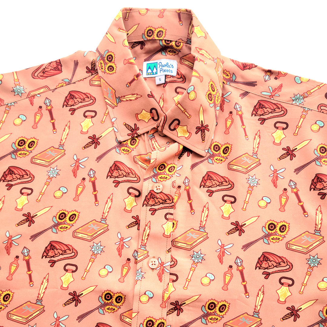 Summer Warlock Unisex Button Up - Geeky merchandise for people who play D&D - Merch to wear and cute accessories and stationery Paola's Pixels
