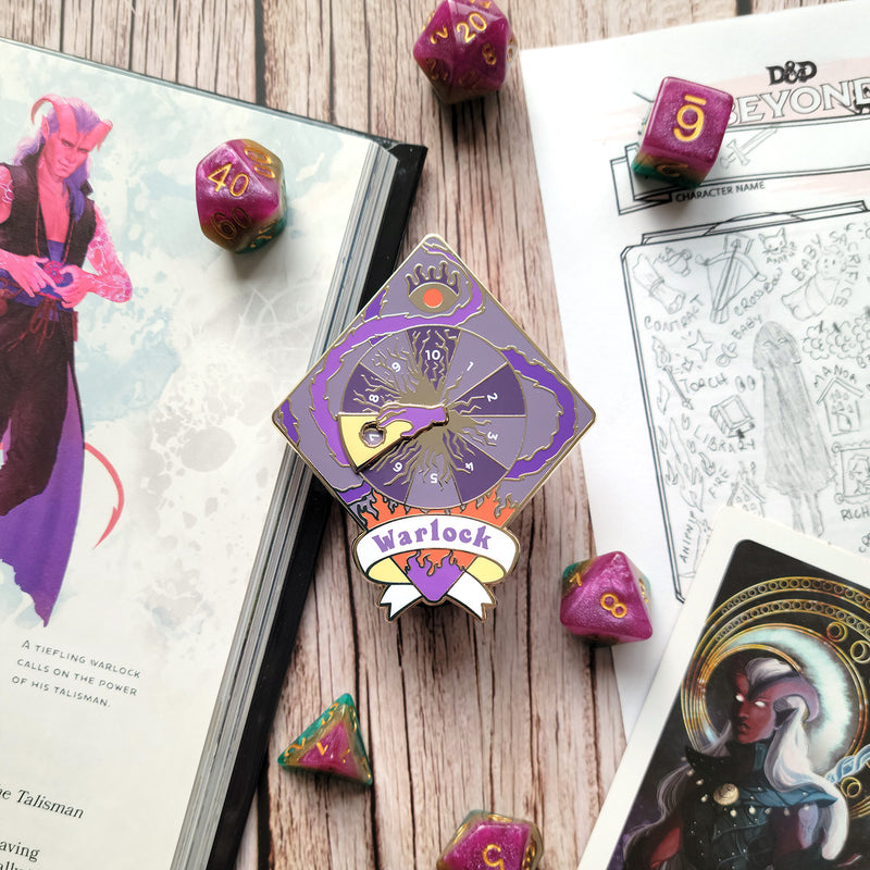 Warlock Eldritch Blast Spinner Enamel Pin - Geeky merchandise for people who play D&D - Merch to wear and cute accessories and stationery Paola&