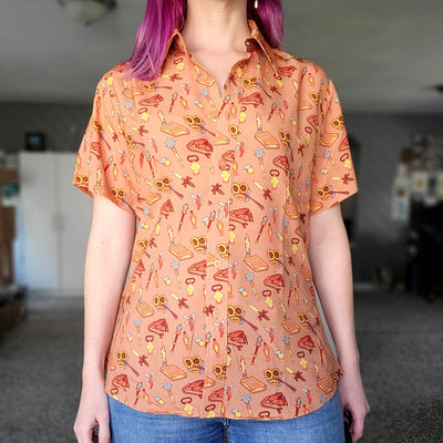 Summer Warlock Women's Button Up - Geeky merchandise for people who play D&D - Merch to wear and cute accessories and stationery Paola's Pixels