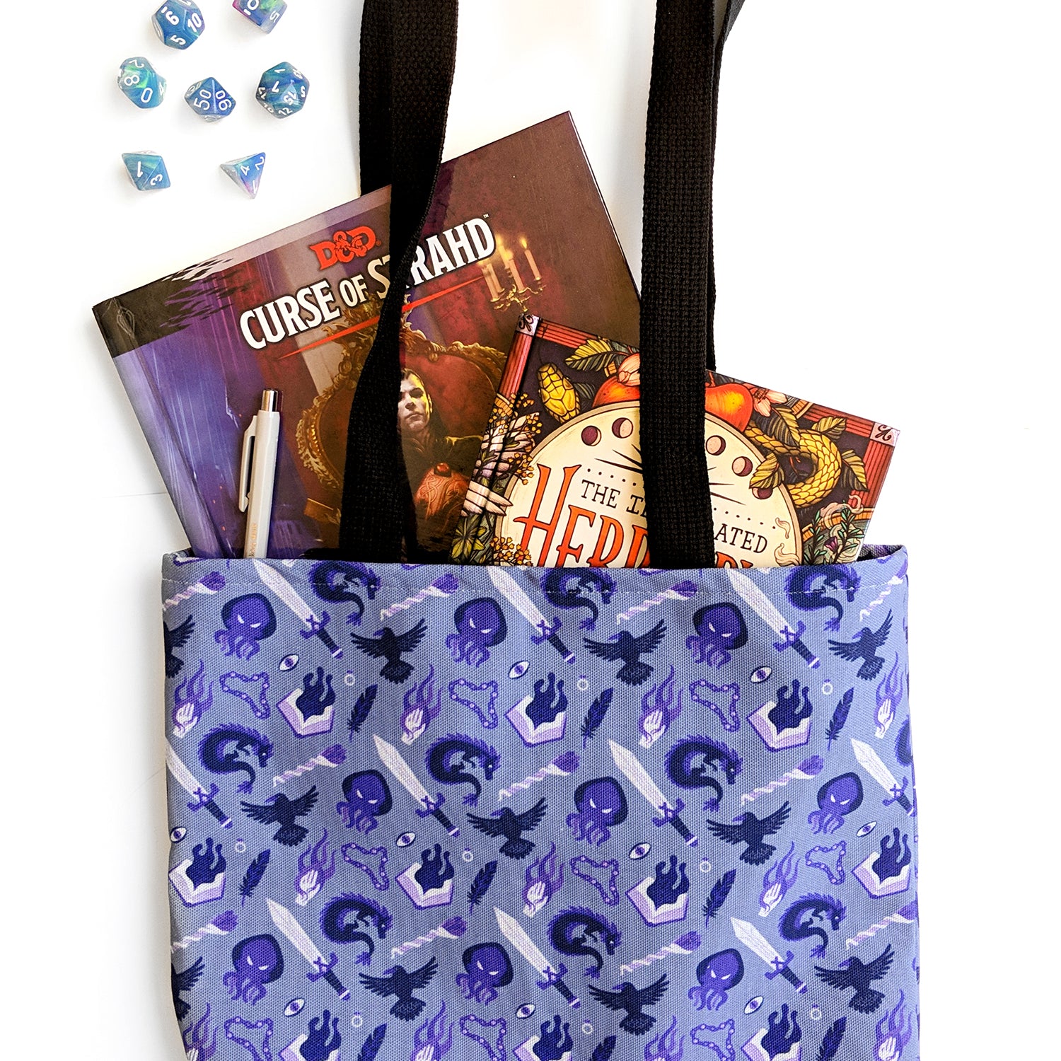 Warlock Tote Bag - Geeky merchandise for people who play D&D - Merch to wear and cute accessories and stationery Paola's Pixels