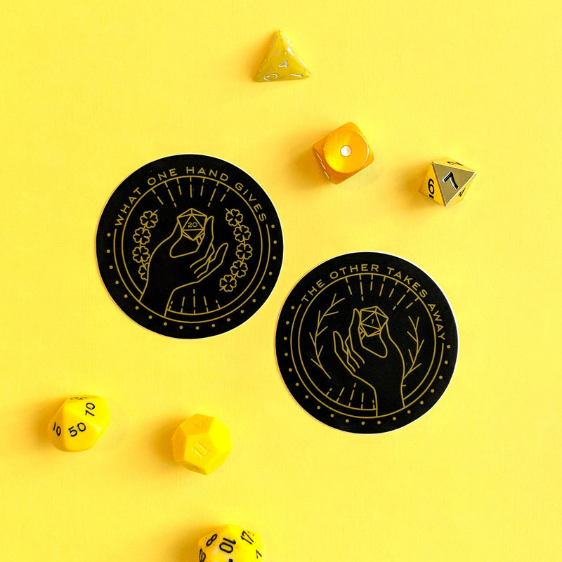 What one hand gives Stickers - Geeky merchandise for people who play D&D - Merch to wear and cute accessories and stationery Paola&
