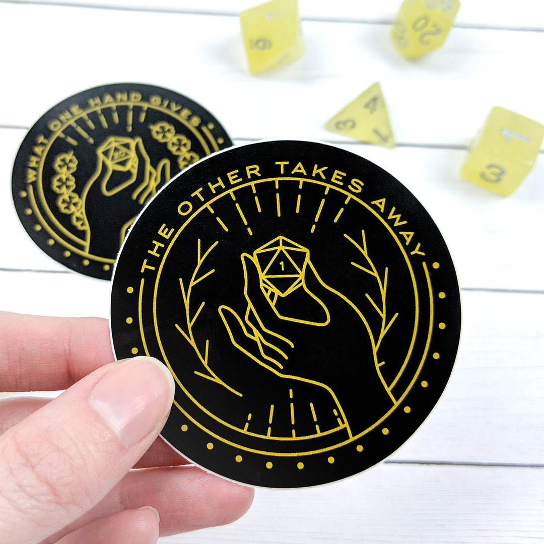 What one hand gives Stickers - Geeky merchandise for people who play D&D - Merch to wear and cute accessories and stationery Paola's Pixels