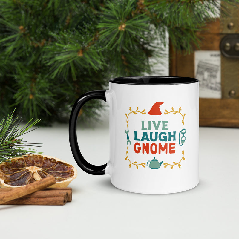 Live Laugh Gnome Mug - Geeky merchandise for people who play D&D - Merch to wear and cute accessories and stationery Paola&