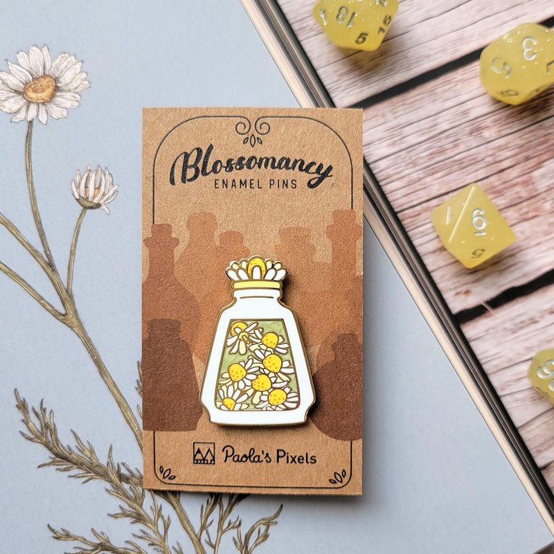 Seconds Sale! White Chamomile Potion Enamel Pin - Geeky merchandise for people who play D&D - Merch to wear and cute accessories and stationery Paola&