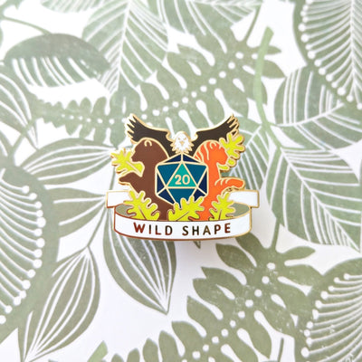 Wild Shape Enamel Pin - Geeky merchandise for people who play D&D - Merch to wear and cute accessories and stationery Paola's Pixels