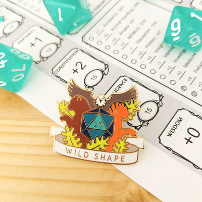 Wild Shape Enamel Pin - Geeky merchandise for people who play D&D - Merch to wear and cute accessories and stationery Paola's Pixels