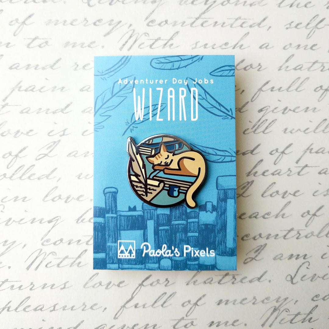Wizard Enamel Pin - Geeky merchandise for people who play D&D - Merch to wear and cute accessories and stationery Paola's Pixels