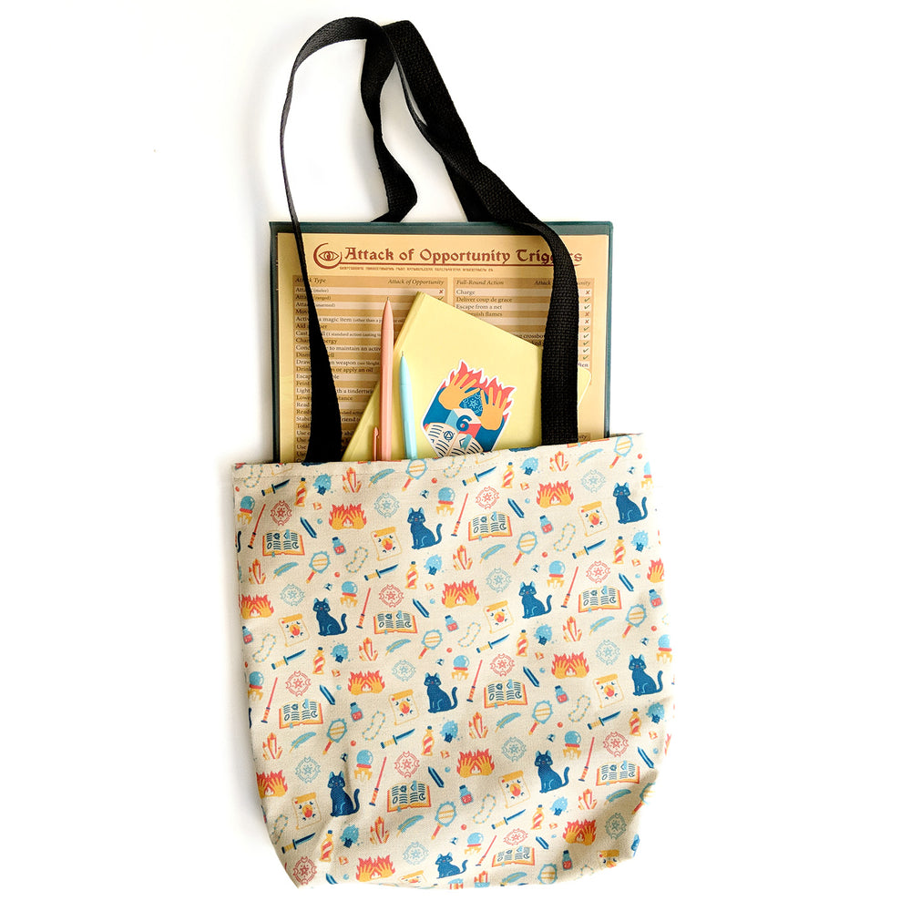 Wizard Tote Bag - Geeky merchandise for people who play D&D - Merch to wear and cute accessories and stationery Paola's Pixels