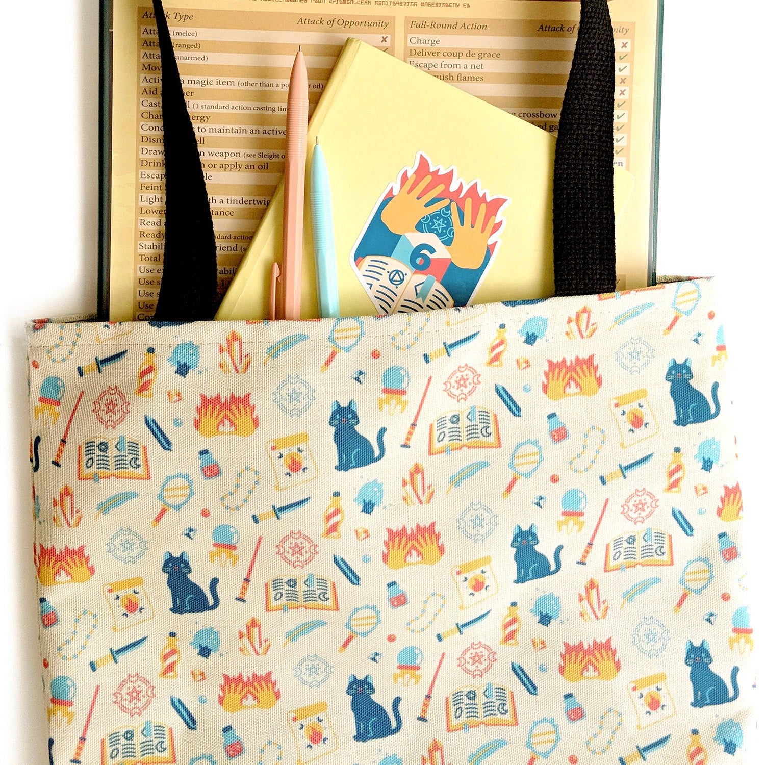 Wizard Tote Bag - Geeky merchandise for people who play D&D - Merch to wear and cute accessories and stationery Paola's Pixels