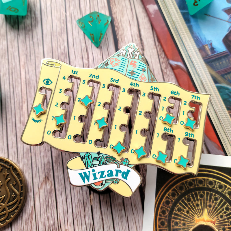 Wizard Spell Slot Tracker Enamel Pin - Geeky merchandise for people who play D&D - Merch to wear and cute accessories and stationery Paola&