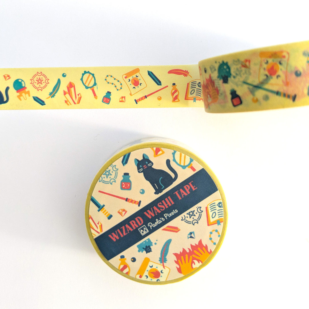 Wizard Washi Tape - Geeky merchandise for people who play D&D - Merch to wear and cute accessories and stationery Paola's Pixels