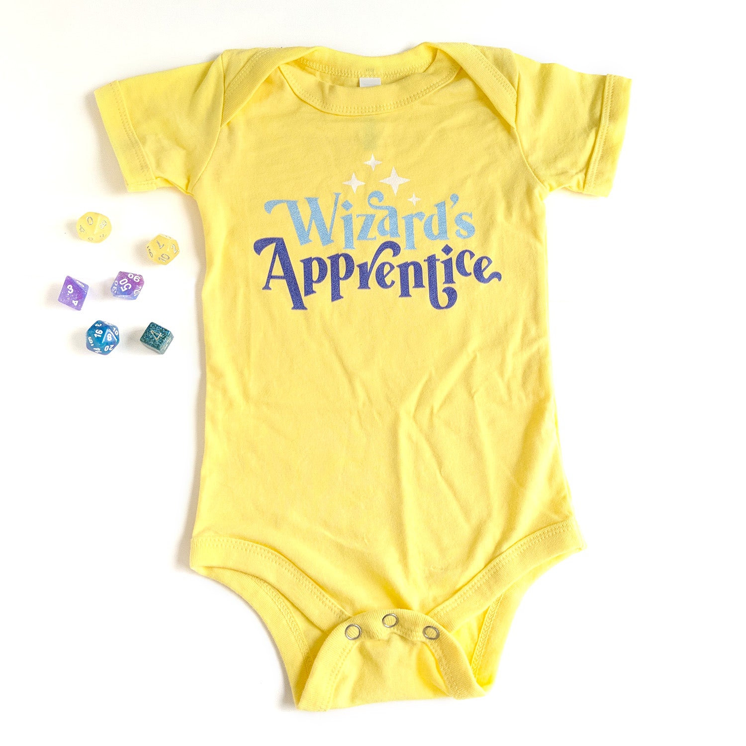Wizard's Apprentice Baby One Piece - Geeky merchandise for people who play D&D - Merch to wear and cute accessories and stationery Paola's Pixels