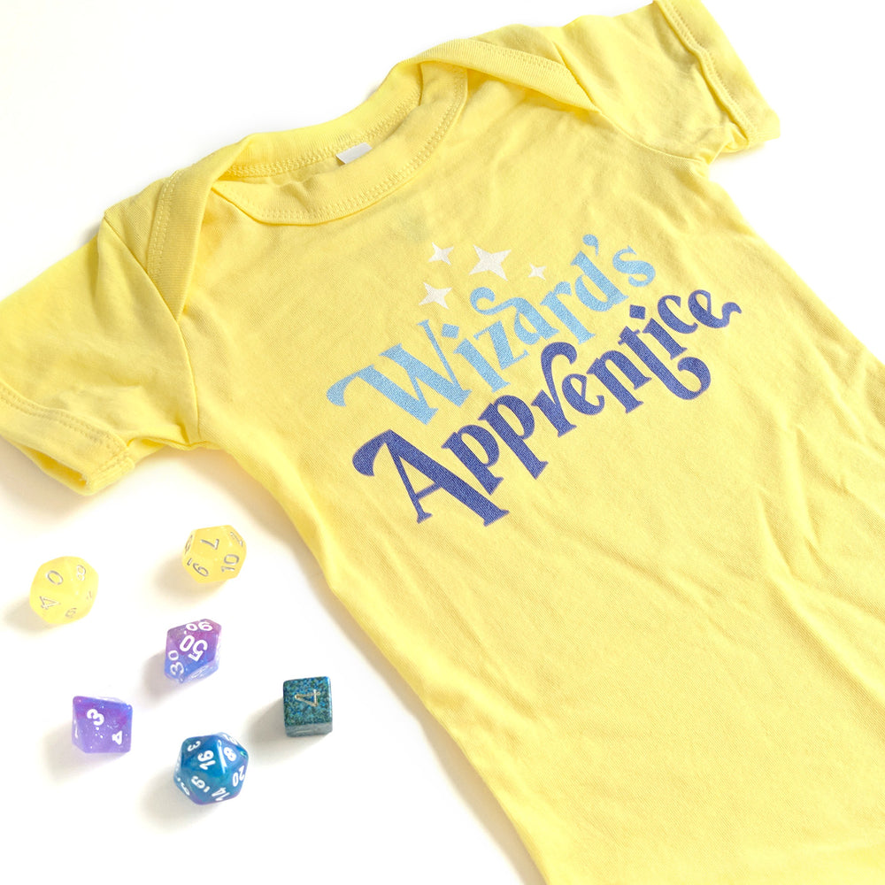 Wizard's Apprentice Baby One Piece - Geeky merchandise for people who play D&D - Merch to wear and cute accessories and stationery Paola's Pixels